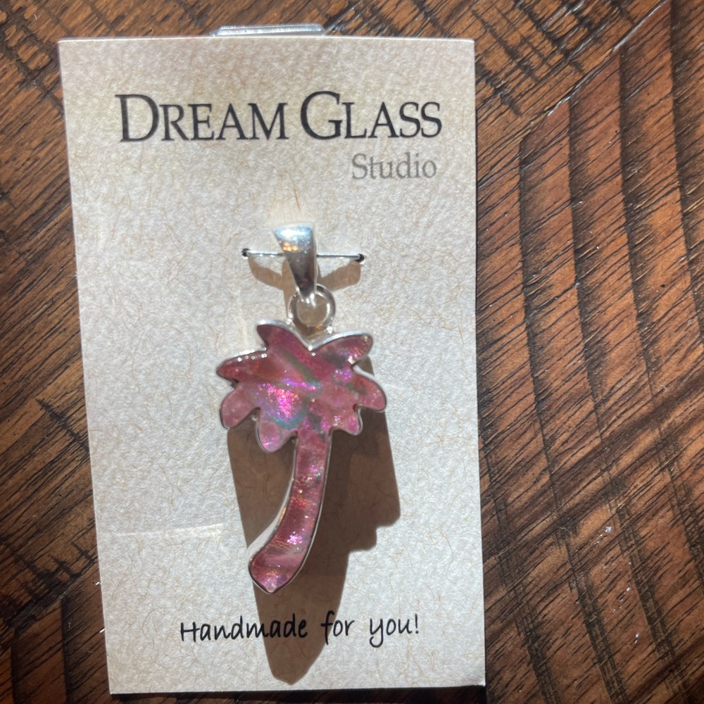 Sterling Silver/Dichroic Glass Pendant. Palm Tree from Dream Glass Studio